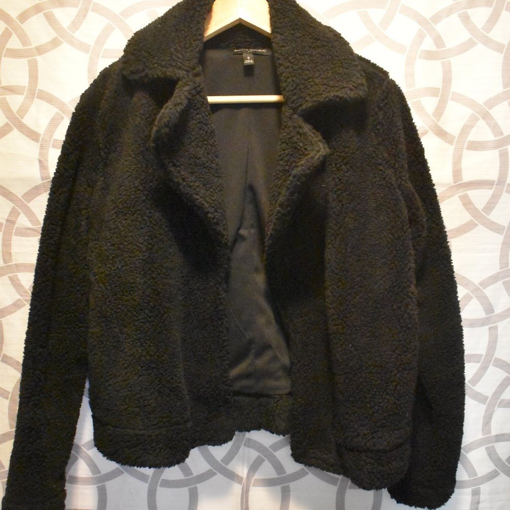 BANANA REPUBLIC Black Faux Fur Jacket - S